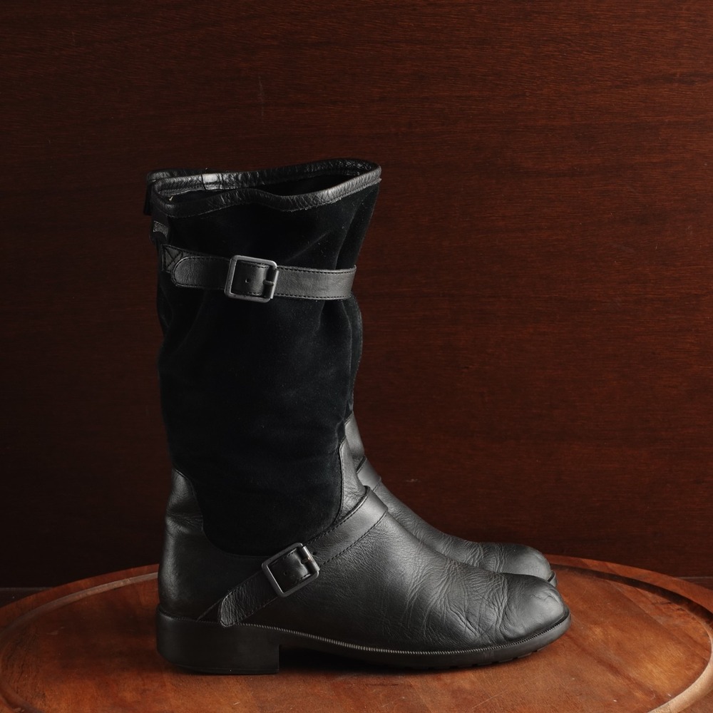 Camper Boots Womens SZ EU 37 US 7 BLK Leather Slouchy Moto Biker Modern Casual